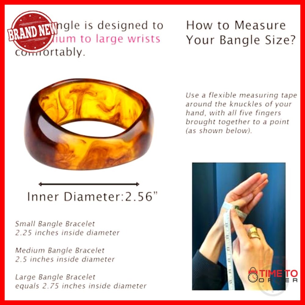 Chunky Resin Bangle Bracelet Set, Stackable Wide … - image 4